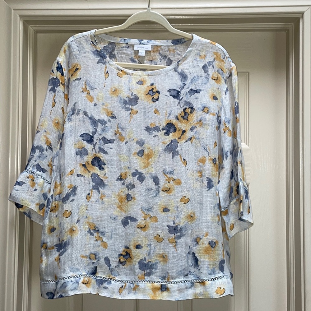 PureJill 100%Linen Blouse Size S